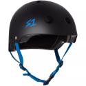 S-ONE Lifer skate helmet - black matte blue straps 