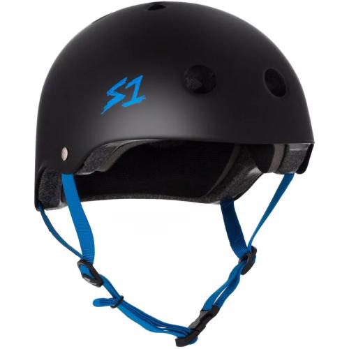 S-ONE Lifer skate helmet - black matte blue straps 