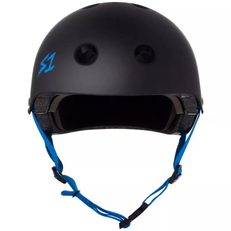 S-ONE Lifer skate helmet - black matte blue straps 