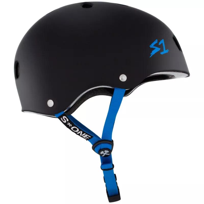 S-ONE Lifer skate helmet - black matte blue straps 