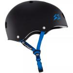 S-ONE Lifer skate helmet - black matte blue straps 