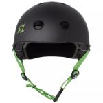 S-ONE Lifer skate helmet - black matte green straps 