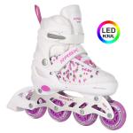 RASK Splash 3i1 justerbare børnerulleskøjter med LED lys – hvid tri-skate og inliners